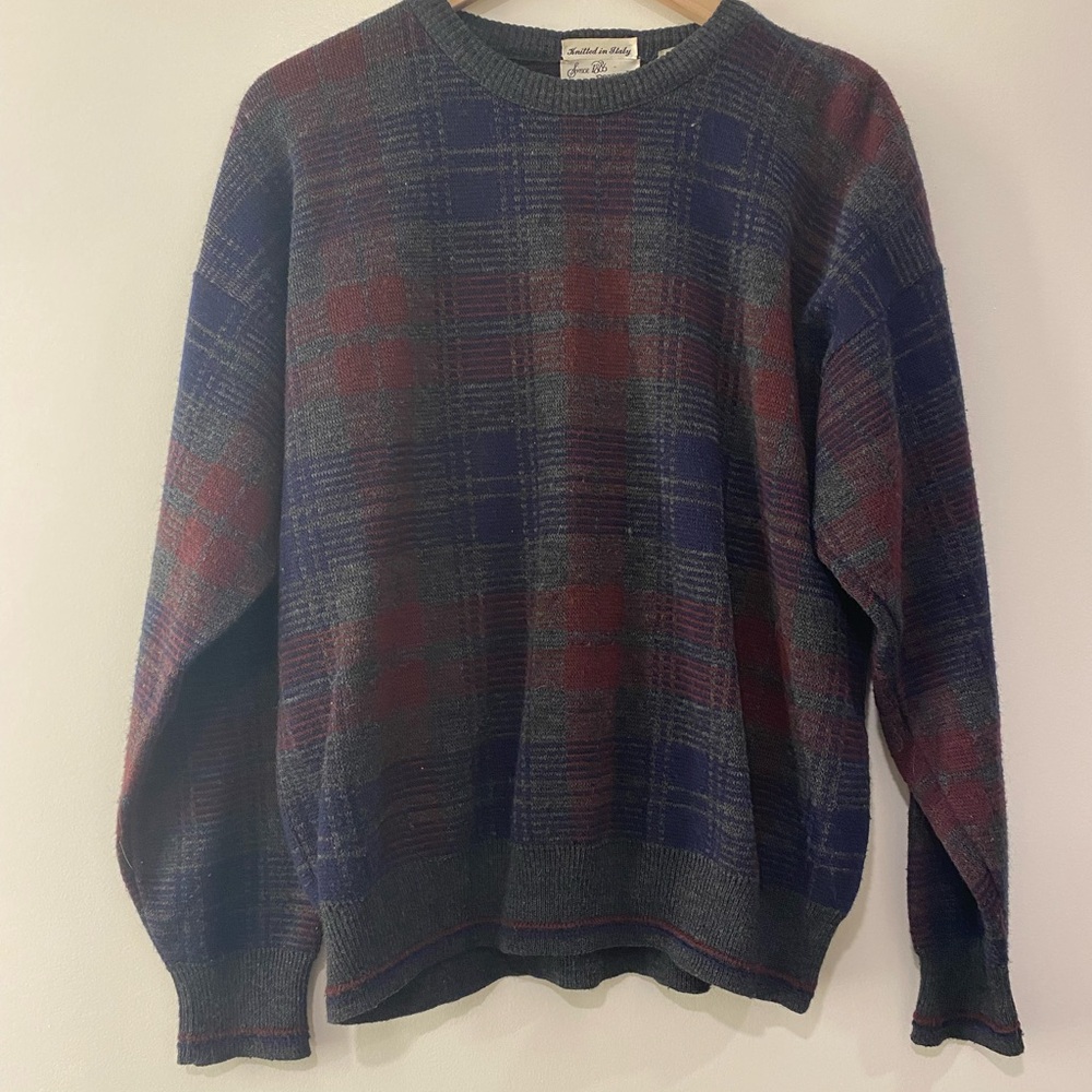 Men's Crewneck Sweater - Plaid Pattern